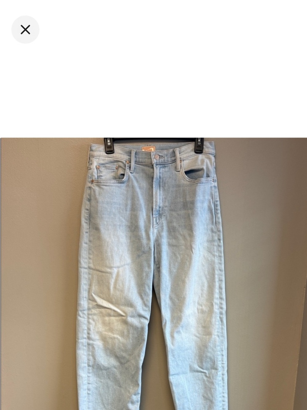 MOTHER “The Rambler Zip Ankle Fray” Jeans Size 29 Light Wash